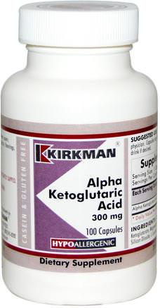 Alpha Ketoglutaric Acid, 300 mg, 100 Capsules by Kirkman Labs-Kosttillskott, Akg (Alfa Ketoglutarsyra), Hälsa