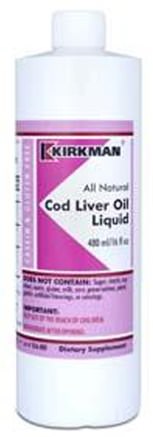 Cod Liver Oil Liquid, Unflavored, 16 fl oz (473 ml) by Kirkman Labs-Kosttillskott, Efa Omega 3 6 9 (Epa Dha), Torskleverolja, Torskleveroljevätska