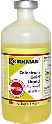 Colostrum Gold Liquid, Flavored, 8 fl oz (237 ml) by Kirkman Labs-Kosttillskott, Nötkreatur, Kolostrum, Hälsa