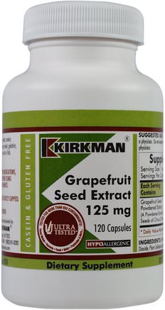 Grapefruit Seed Extract, 125 mg, 120 Capsules by Kirkman Labs-Kosttillskott, Antioxidanter, Grapefruktfröxtrakt