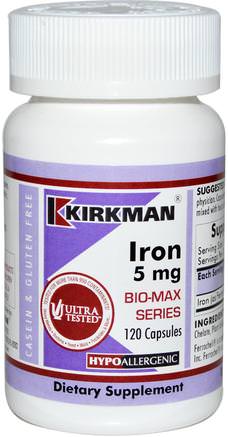 Iron Bio-Max Series, 5 mg, 120 Capsules by Kirkman Labs-Kosttillskott, Mineraler, Järn