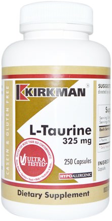 L-Taurine, 325 mg, 250 Capsules by Kirkman Labs-Kosttillskott, Aminosyror, Taurin