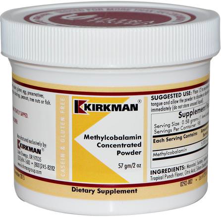 Methylcobalamin Concentrated Powder, 2 oz (57 g) by Kirkman Labs-Vitaminer, Vitamin B, Vitamin B12, Vitamin B12 - Metylcobalamin