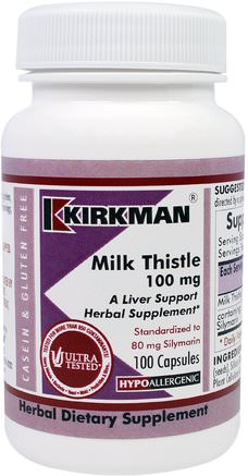 Milk Thistle, 100 mg, 100 Capsules by Kirkman Labs-Hälsa, Detox, Mjölktistel (Silymarin)