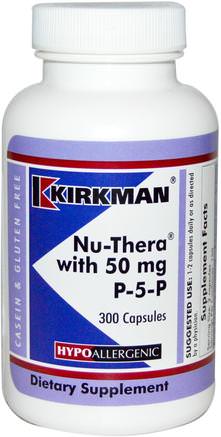 Nu-Thera with 50 mg P-5-P, 300 Capsules by Kirkman Labs-Vitaminer, Vitamin B, Vitamin B6 - Pyridoxin, P 5 P (Pyridoxal 5 Fosfat), Multivitaminer