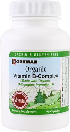 Organic Vitamin B-Complex, 90 Capsules by Kirkman Labs-Hälsa, Anti Stress, Vitaminer