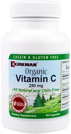 Organic Vitamin C, 250 mg, 90 Capsules by Kirkman Labs-Vitaminer, Vitamin C