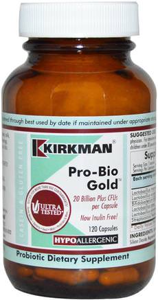 Pro-Bio Gold, Hypoallergenic, 120 Capsules (Ice) by Kirkman Labs-Iskylda Produkter, Kosttillskott, Probiotika