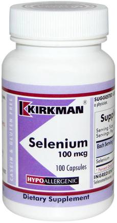 Selenium, 100 mcg, 100 Capsules by Kirkman Labs-Kosttillskott, Antioxidanter, Selen