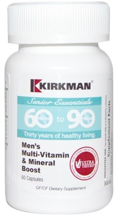 Senior Essentials 60 to 90 Years, Mens Multi-Vitamin & Mineral Boost, 60 Capsules by Kirkman Labs-Vitaminer, Multivitaminer - Seniorer, Män Multivitaminer