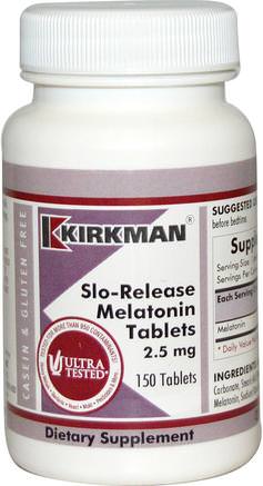 Slo-Release Melatonin, 150 Tablets by Kirkman Labs-Tillskott, Melatonin 2 Mg