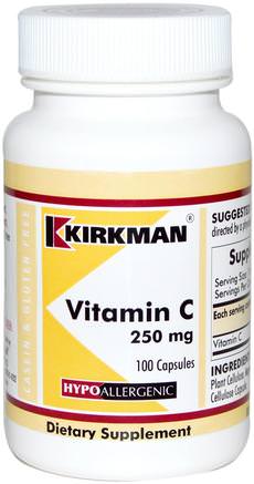 Vitamin C, 250 mg, 100 Capsules by Kirkman Labs-Vitaminer, Vitamin C