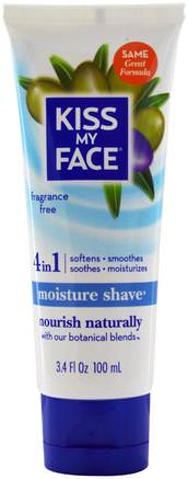 4 in 1 Moisture Shave, Fragrance Free, 3.4 fl oz (100 ml) by Kiss My Face-Bad, Skönhet, Barberkräm