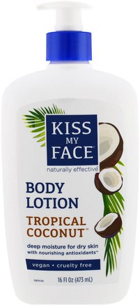 Body Lotion, Vegan, Tropical Coconut, 16 fl oz (473 ml) by Kiss My Face-Bad, Skönhet, Body Lotion, Kroppsvård