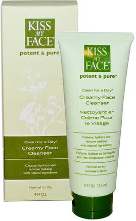 Clean For A Day, Creamy Face Cleanser, 4 fl oz (118 ml) by Kiss My Face-Skönhet, Ansiktsvård, Ansiktsrengöring, Hudtyp Normal Till Torr Hud