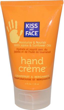 Hand Crme, Grapefruit & Bergamot, 4 fl oz (118 ml) by Kiss My Face-Bad, Skönhet, Handkrämer, Kroppsvård
