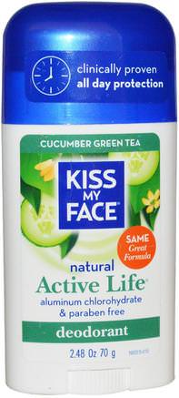 Natural Active Life Deodorant, Cucumber Green Tea, 2.48 oz (70 g) by Kiss My Face-Bad, Skönhet, Deodorant
