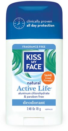 Natural Active Life Deodorant, Fragrance Free, 2.48 oz (70 g) by Kiss My Face-Bad, Skönhet, Deodorant, Kroppsvård