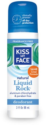 Natural Liquid Rock Deodorant, Fragrance Free, 3 fl oz (88 ml) by Kiss My Face-Bad, Skönhet, Deodorant, Kroppsvård