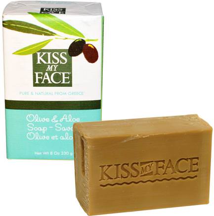 Olive & Aloe Soap Bar, 8 oz (230 g) by Kiss My Face-Bad, Skönhet, Tvål