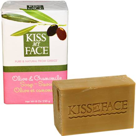 Olive & Chamomile Soap Bar, 8 oz (230 g) by Kiss My Face-Bad, Skönhet, Tvål