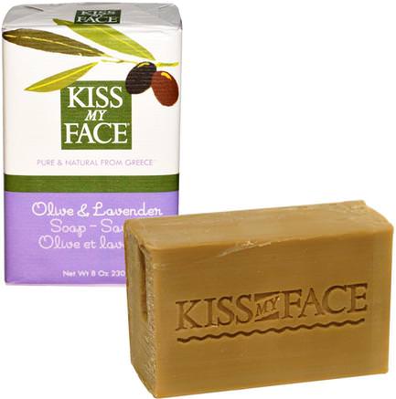 Olive & Lavender Soap Bar, 8 oz (230 g) by Kiss My Face-Bad, Skönhet, Tvål
