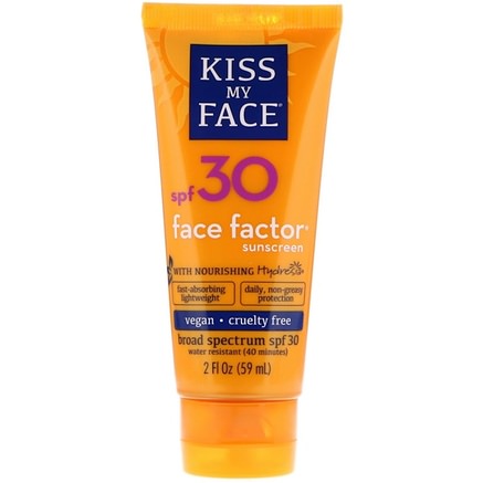 Sunscreen, Face Factor, Face + Neck, SPF 30, 2 fl oz (59 ml) by Kiss My Face-Bad, Skönhet, Solskyddsmedel, Spf 30-45