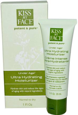Under Age, Ultra Hydrating Moisturizer, 1 fl oz (29 ml) by Kiss My Face-Skönhet, Ansiktsvård, Krämer Lotioner, Serum, Hudtyp Normal Till Torr Hud