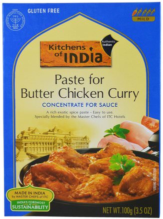 Paste for Butter Chicken Curry, Concentrate for Sauce, Mild, 3.5 oz (100 g) by Kitchens of India-Mat, Såser Och Marinader