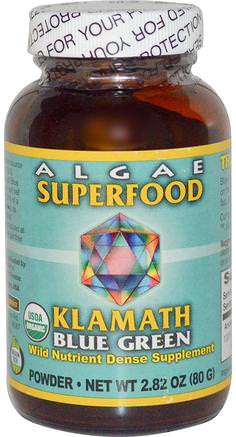 Power Organics, Algae Superfood Klamath Blue Green, 2.8 oz (80 g) by Klamath-Kosttillskott, Superfoods, Blågrönalger