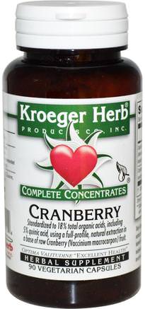 Complete Concentrates, Cranberry, 90 Veggie Caps by Kroeger Herb Co-Örter, Tranbärsjuicextrakt