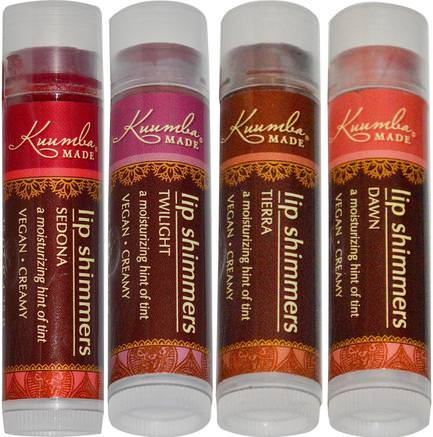 Lip Shimmers, 4 Pack.15 oz (4.25 g) Each by Kuumba Made-Bad, Skönhet, Läppstift, Glans, Fodrar