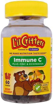 Immune C Plus Zinc & Echinacea, 60 Gummies by Lil Critters-Vitaminer, Multivitaminer, Barn Multivitaminer, Värmekänsliga Produkter