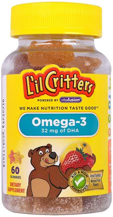 Omega-3, 60 Gummies by Lil Critters-Kosttillskott, Efa Omega 3 6 9 (Epa Dha), Dha, Epa