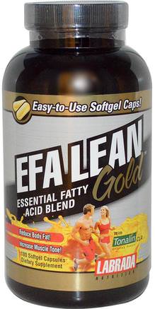 EFA Lean Gold, Essential Fatty Acid Blend, 180 Softgel Capsules by Labrada Nutrition-Kosttillskott, Efa Omega 3 6 9 (Epa Dha), Cla (Konjugerad Linolsyra)