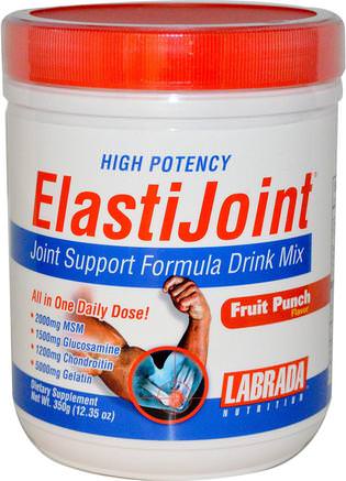 ElastiJoint, Joint Support Formula Dink Mix, Fruit Punch Flavor, 12.35 oz (350 g) by Labrada Nutrition-Sport, Sport, Återvinningsprodukter, Hälsa, Ben, Osteoporos, Gemensam Hälsa