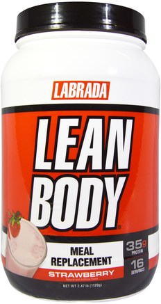 Lean Body, Meal Replacement, Strawberry, 2.47 lb (1120 g) by Labrada Nutrition-Kosttillskott, Måltid Ersättning Skakningar