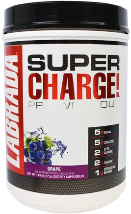 Super Charge! Pre-Workout, Grape, 1.49 lb (675 g) by Labrada Nutrition-Sport, Träning, Muskel