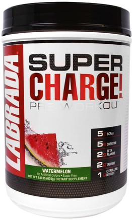 Super Charge! Pre-Workout, Watermelon, 1.49 lb (675 g) by Labrada Nutrition-Sport, Träning, Muskel