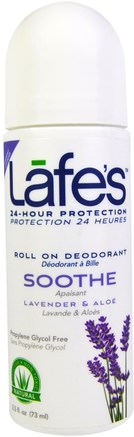 Soothe, Roll On Deodorant, Lavender & Aloe, 2.5 fl oz (73 ml) by Lafes Natural Body Care-Bad, Skönhet, Deodorant, Roll-On Deodorant Kvinna
