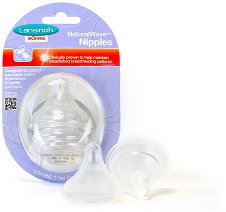 mOmma, NaturalWave Nipples, 2 Fast-Flow Nipples by Lansinoh-Barns Hälsa, Barnmat, Babyfodring, Babyflaskor