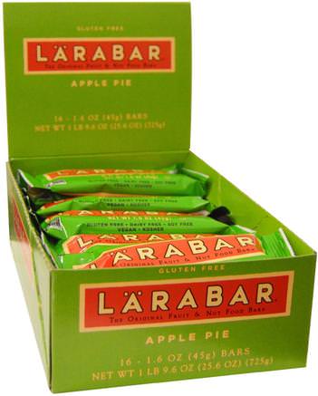 Apple Pie, 16 Bars, 1.6 oz (45 g) Per Bar by Larabar-Larabar, Mat, Hälsosam Tilltugg