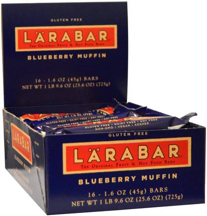 Blueberry Muffin, 16 Bars, 1.6 oz (45 g) Each by Larabar-Larabar, Mat, Hälsosam Tilltugg