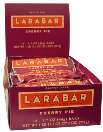 Cherry Pie, 16 Bars, 1.7 oz (48 g) Each by Larabar-Larabar, Mat, Friska Snacks, Näringsrika Barer