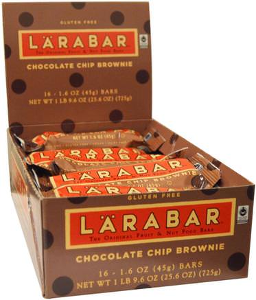 Chocolate Chip Brownie, 16 Bars, 1.6 oz (45 g) Each by Larabar-Larabar, Mat, Friska Snacks, Näringsrika Barer