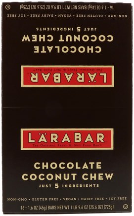 Chocolate Coconut Chew, 16 Bars, 1.6 oz (45 g) Each by Larabar-Larabar, Mat, Hälsosam Tilltugg