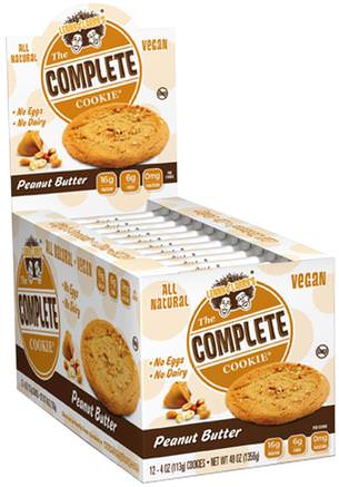 The Complete Cookie, Peanut Butter, 12 Cookies, 4 oz (113 g) Each by Lenny & Larrys-Sport, Protein Barer