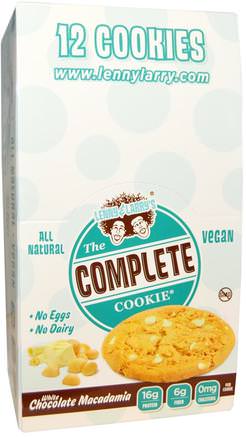 The Complete Cookie, White Chocolate Macadamia, 12 Cookies, 4 oz (113 g) Each by Lenny & Larrys-Sport, Protein Barer