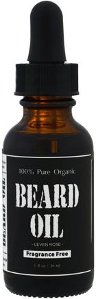 100% Pure Organic Beard Oil, Fragrance Free, 1 fl oz (30 ml) by Leven Rose-Hälsa, Män, Rakning