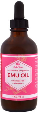 100% Pure & Organic Emu Oil, 4 fl oz (118 ml) by Leven Rose-Skönhet, Ansiktsvård, Hud